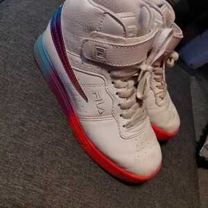 Fila Kids' White Sneakers with Rainbow Accents